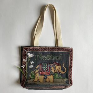Thailand elephant tapestry tote bag